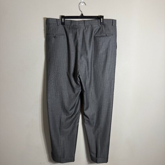 Hart Schaffner Marx Pinstripe Wool 2 Piece Suit Men's 46L Gray Gold Trumpeter - Picture 12 of 16